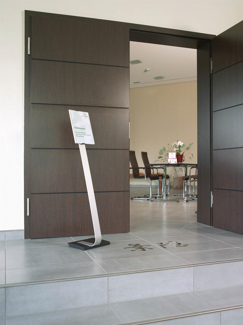 Durable INFO SIGN Aluminium Display Panel Info Floor Stand A4 | 1.18m | Silver