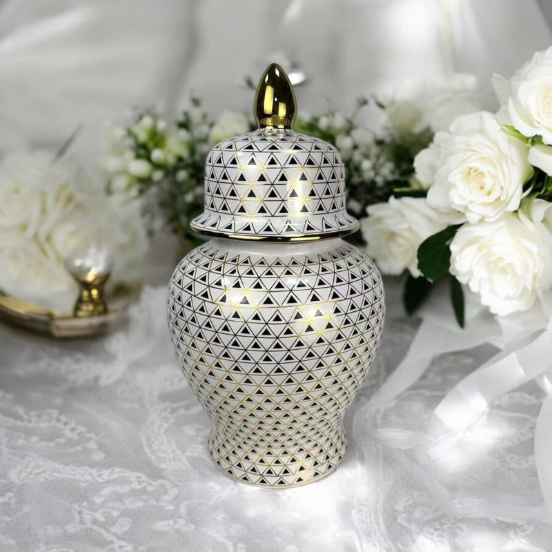 36CM CERAMIC GINGER JAR WITH LID