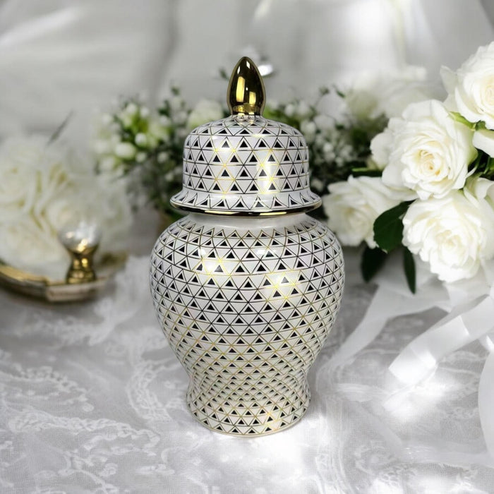 36CM CERAMIC GINGER JAR WITH LID