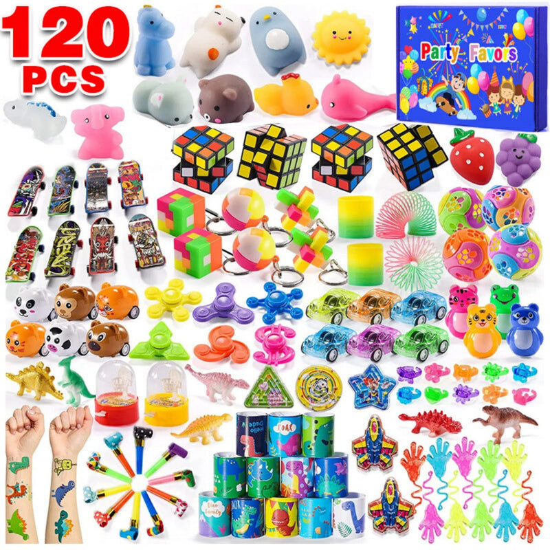 120PCS Kids Party Bag Fillers Lucky Dip Toys Classroom Prizes Favours Fun Gifts
