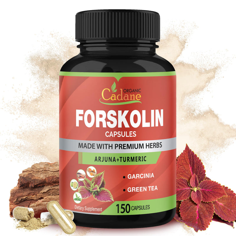 Cadane Forskolin Supplements - 5in1 with Turmeric, Arjuna, Garcinia Cambogia, Green Tea | 5 Month Supply