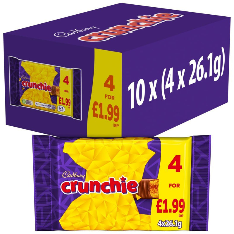 Cadbury Crunchie Chocolate Bar 4 Pack Multipack PMP (Case of 10)