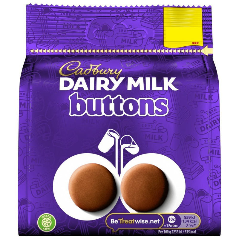 Cadbury Dairy Milk Buttons Chocolate Bag PMP 85g (Case of 10)
