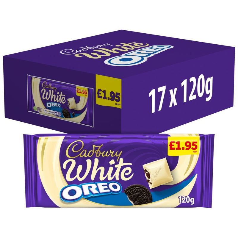 Cadbury White Oreo Chocolate Bar PMP 120g (Case of 17)