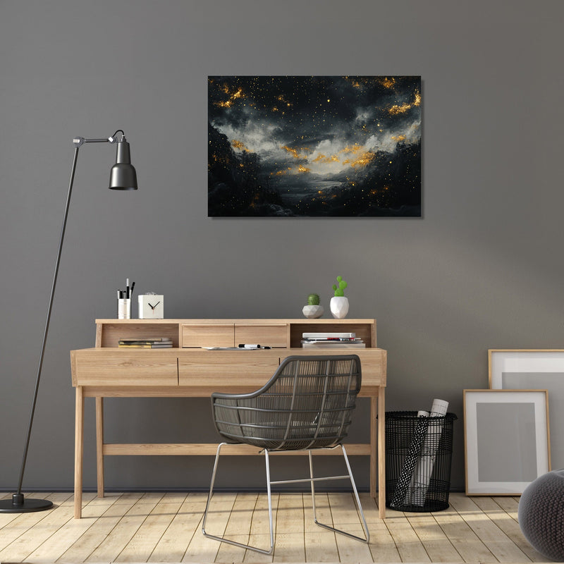 Golden Stars on Shadowed Canvas