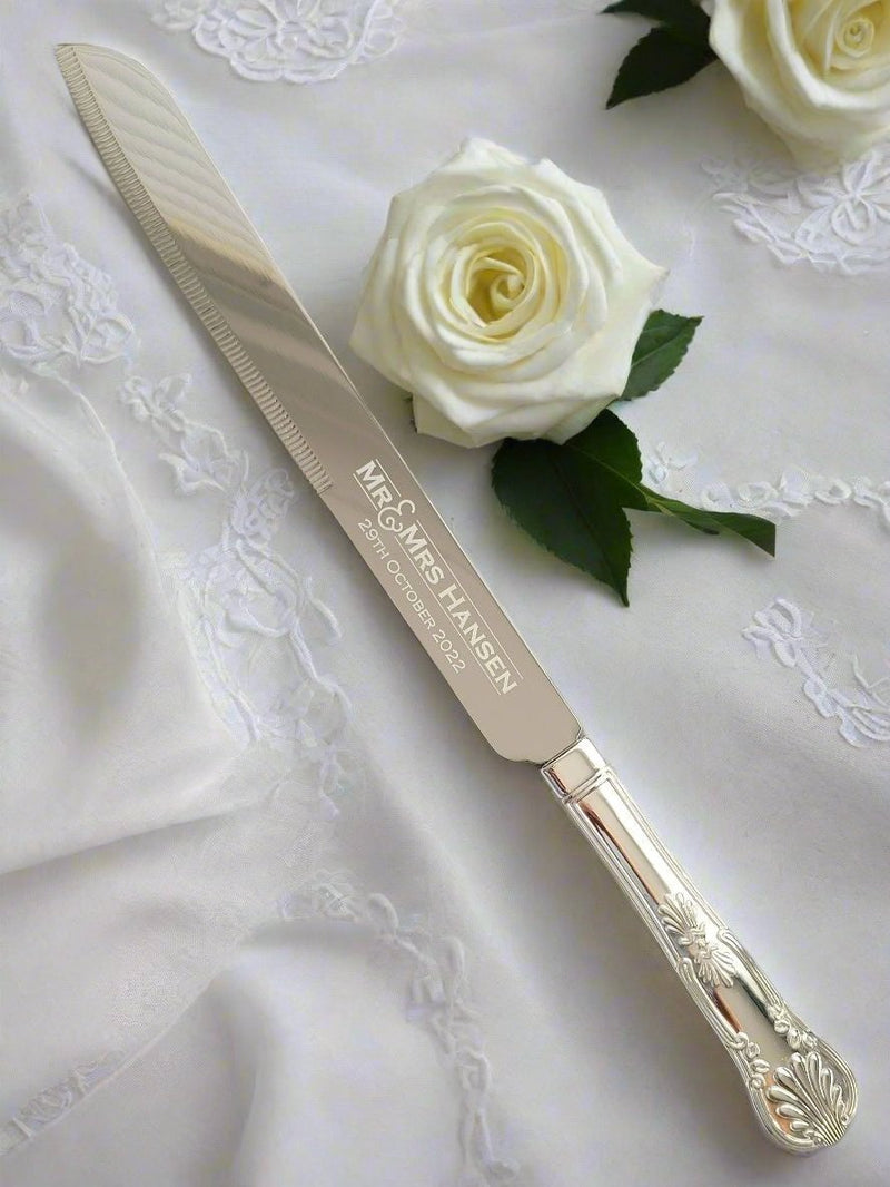 Engraved Cake Knife – Personalised Wedding Cake Knife in Presentation Box