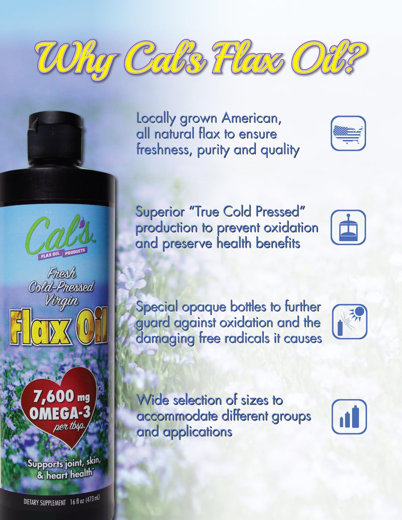 Cal's Flax Oil - Cold Pressed Flaxseed Oil, Omega-3, 32 oz