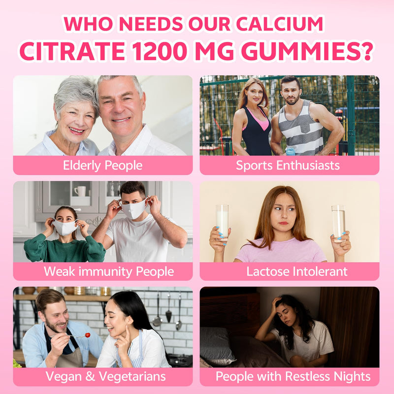 Calcium Citrate Gummies 1200mg – 60 Count | Adults & Kids