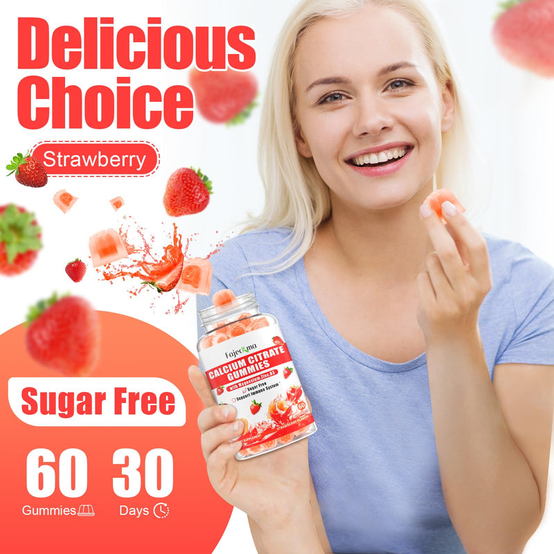 Calcium Citrate Gummies – 1200mg Calcium + Magnesium + Zinc with Vitamin D3 & B6 | Vegan, Sugar Free, 120 Count