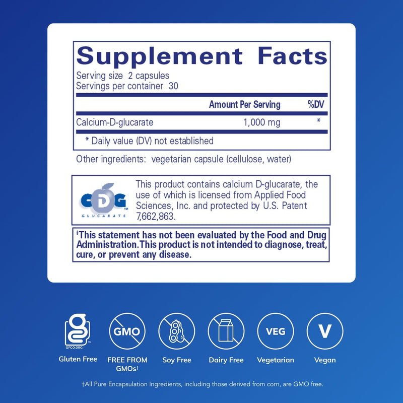 Pure Encapsulations Calcium-D-Glucarate | Cellular Health Support for Liver, Lungs, Breast & Colon | 60 Capsules