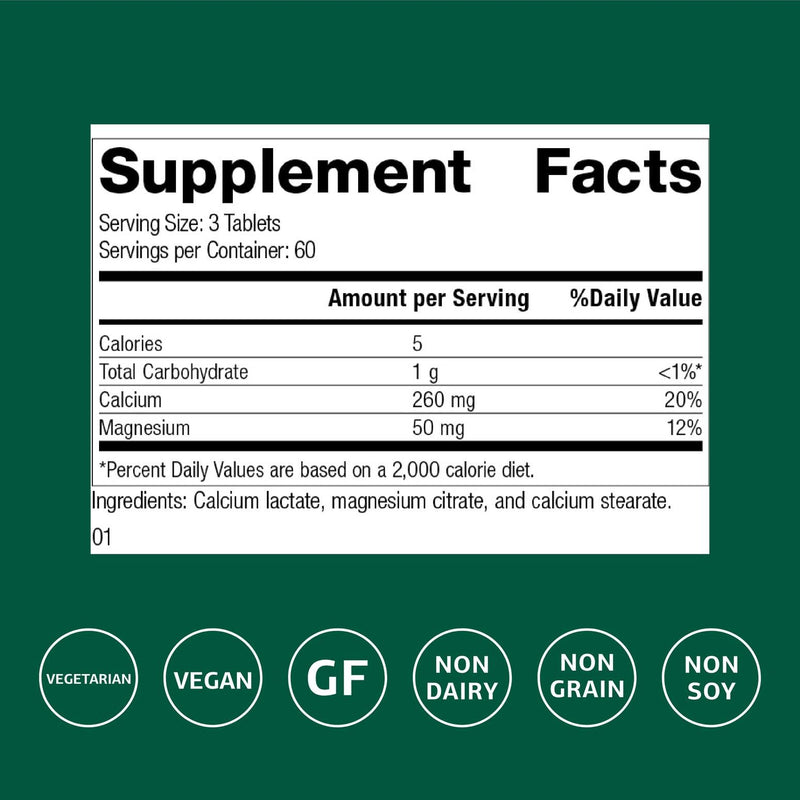 Standard Process Calcium Lactate – Bone & Immune Health (180 Tablets) | Vegan, Gluten-Free