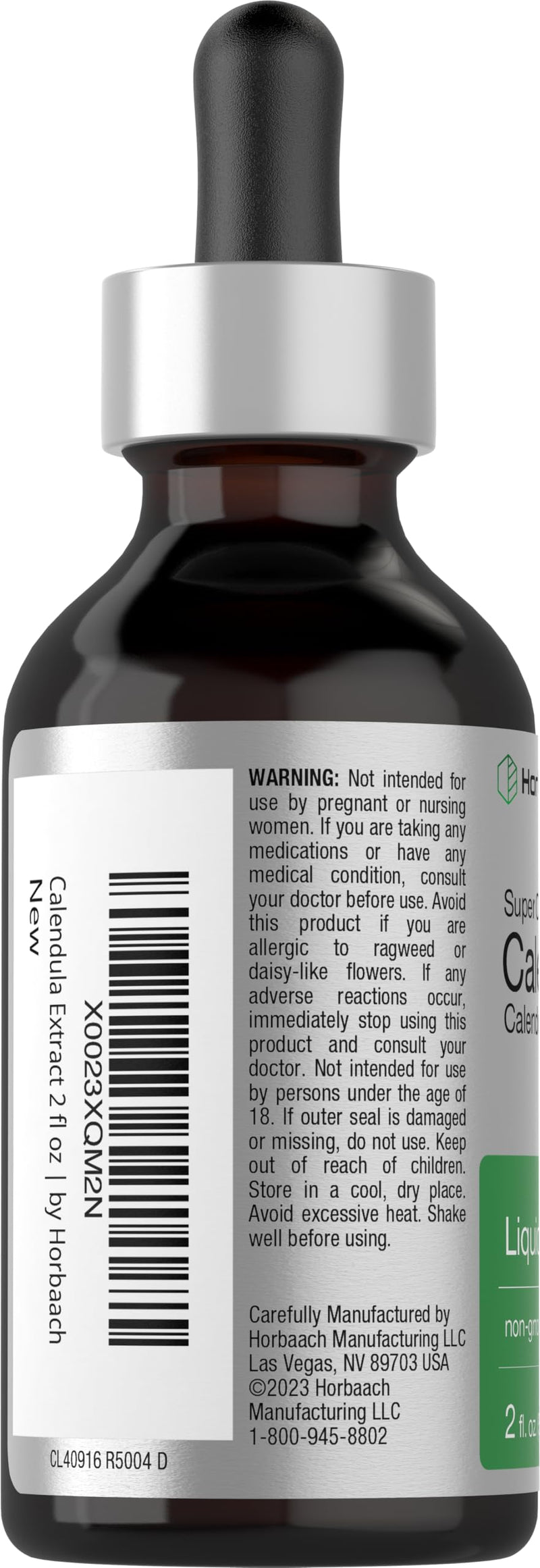 Horbäach Calendula Tincture - 2 fl oz Liquid Extract Drops | Alcohol Free, Vegetarian & Non-GMO