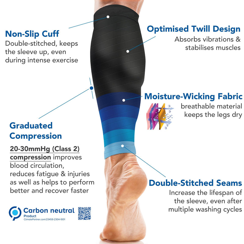 Calf Support Compression Sleeves (Pair) for Women, Men, Running, Shin Splints