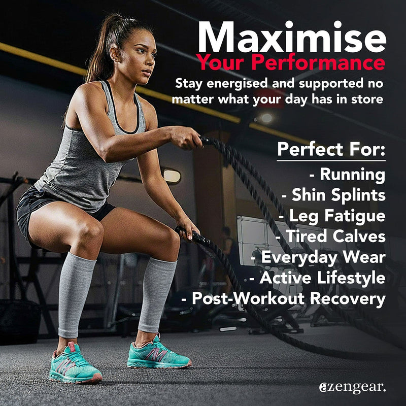 Calf Support Compression Sleeves (Pair) for Women, Men, Running, Shin Splints