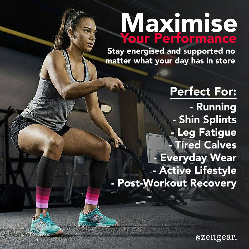 Calf Support Compression Sleeves (Pair) for Women, Men, Running, Shin Splints