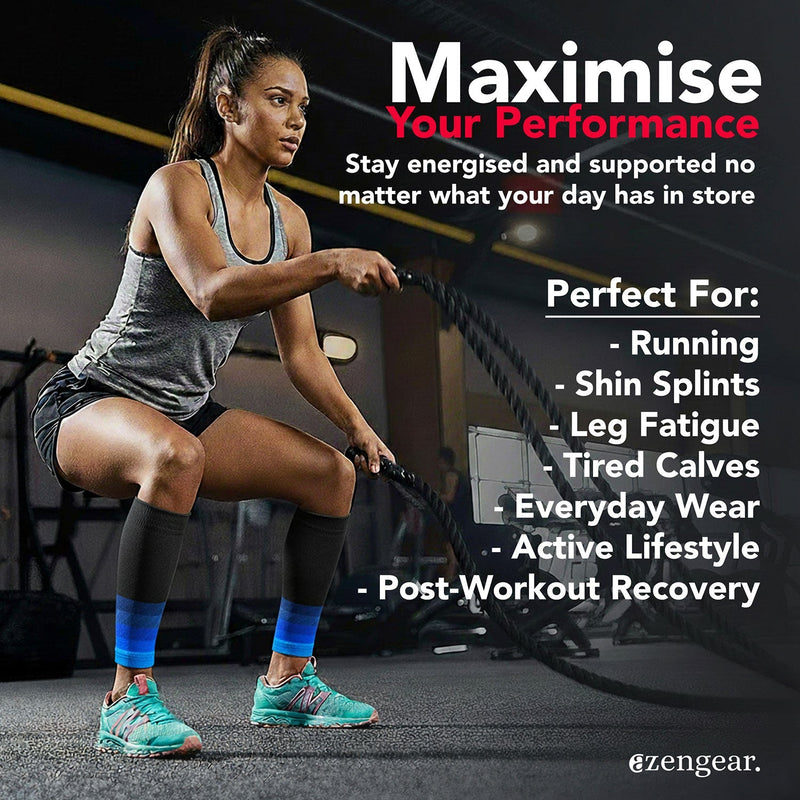 Calf Support Compression Sleeves (Pair) for Women, Men, Running, Shin Splints