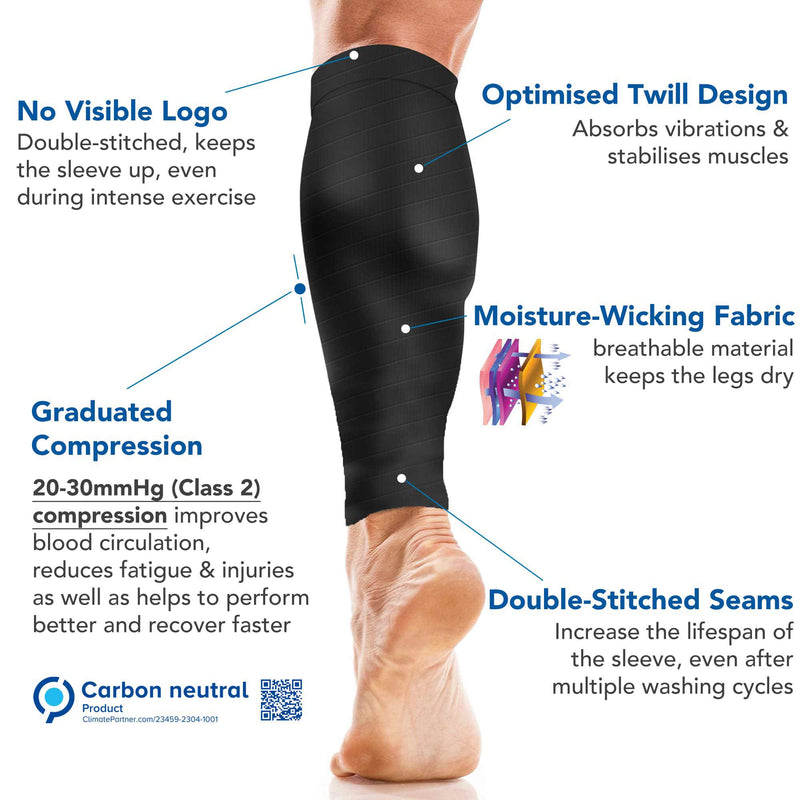 Calf Support Compression Sleeves (Pair) for Women, Men, Running, Shin Splints