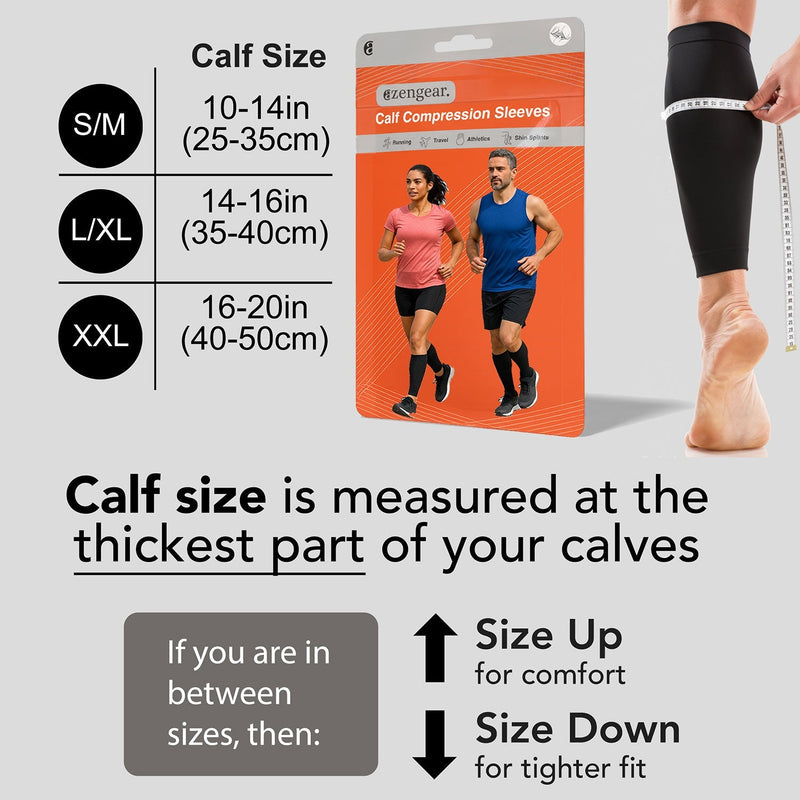 Calf Support Compression Sleeves (Pair) for Women, Men, Running, Shin Splints