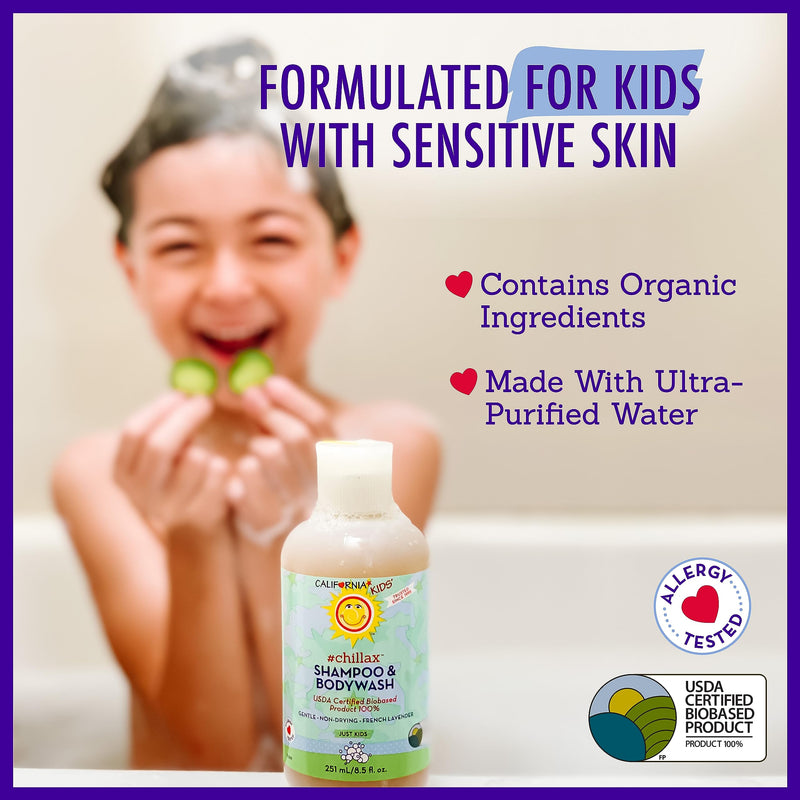 California Kids Shampoo + Body Wash | Chillax Lavender – 100% Plant-Based, Hypoallergenic, 8.5 oz