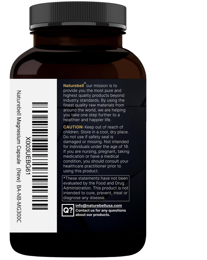 Magnesium Complex 400mg | 300 Capsules | Glycinate & Citrate | Non-GMO