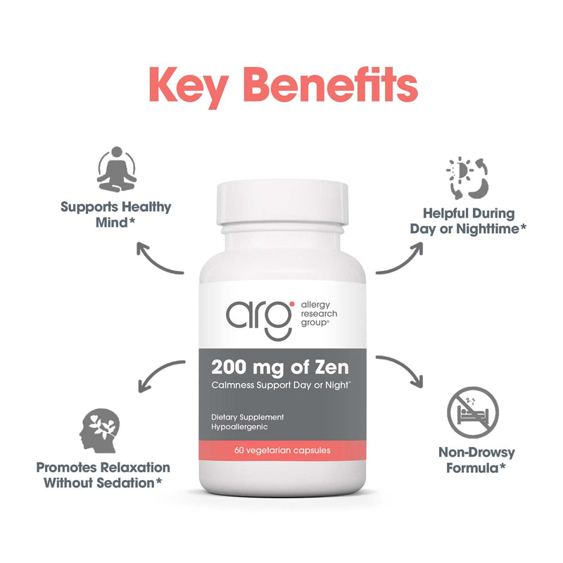 Allergy Research Group Zen: GABA + L-Theanine Calm Support for Day & Night — 60 Vegetarian Capsules