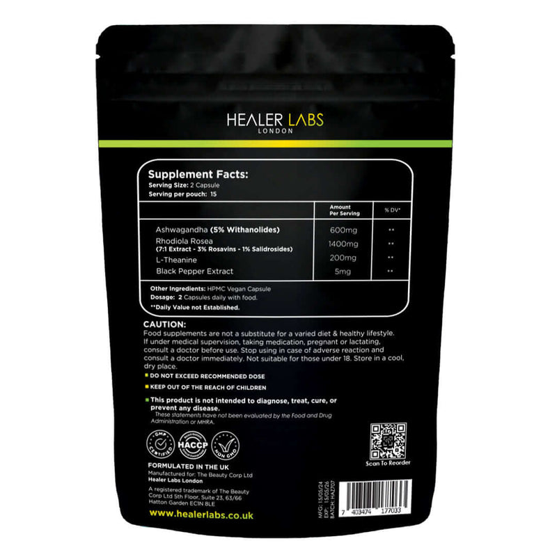 Ashwagandha + Rhodiola Rosea +  L-Theanine