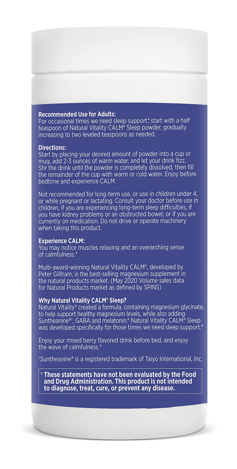 Natural Vitality Natural Calm Specifics CALMFUL SLEEP (Mixed Berry Flavor) 6 oz