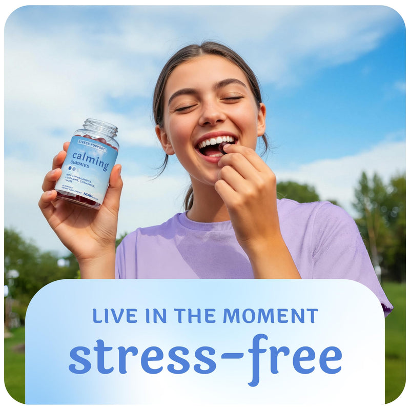 Calming Ashwagandha Gummies for Teens – 60 Count | Stress Relief with Theanine & GABA