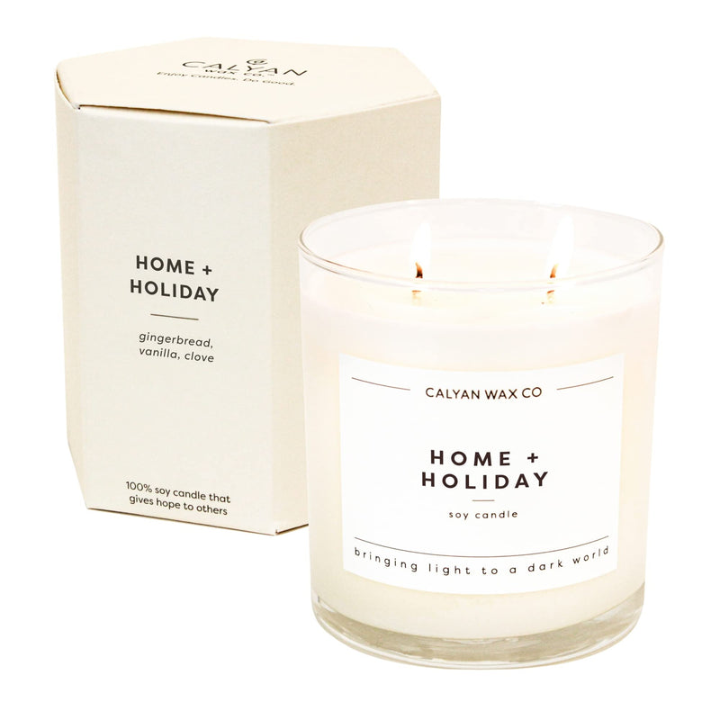 Calyan Wax Co. Home & Holiday 2 Wick Candle – 37h Burn, 8.8oz Jar
