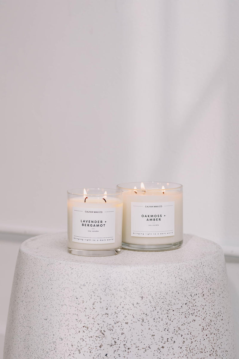 Calyan Wax Co. Lavender & Bergamot 3-Wick Candle – 14.9oz Soy, 43-Hour Burn