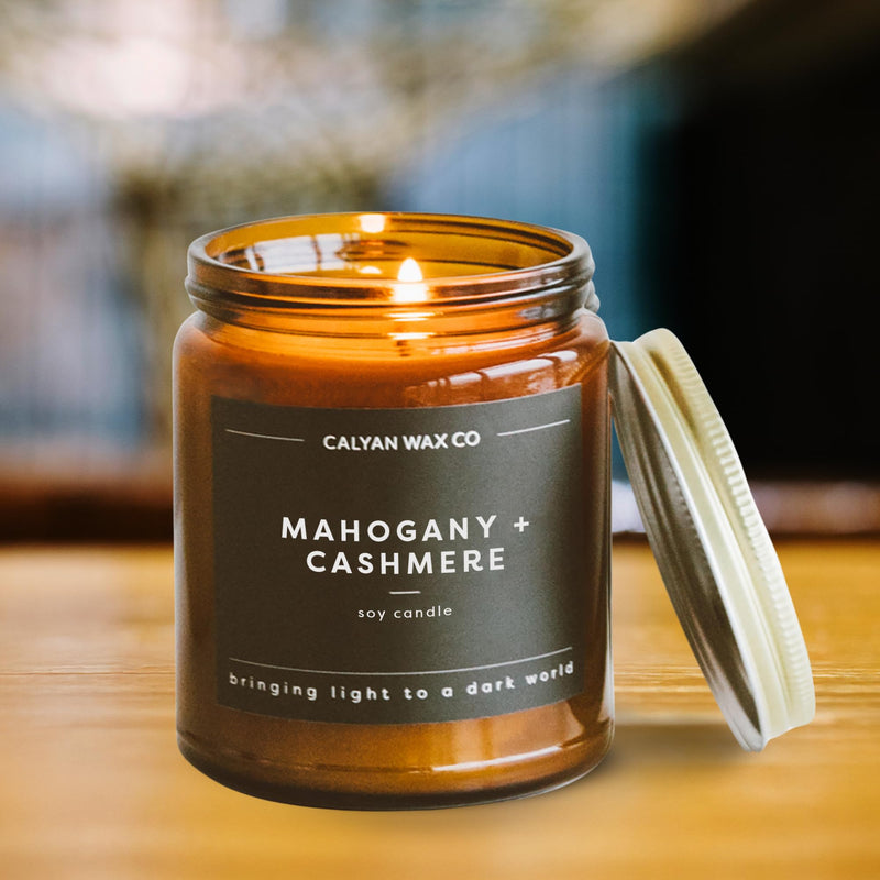 Calyan Wax Co. Mahogany & Cashmere Candle - 57-Hour Burn - 7.2oz Soy Wax