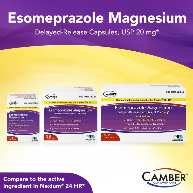 Camber Esomeprazole Magnesium USP 20mg – Delayed-Release Capsules (28 Count)
