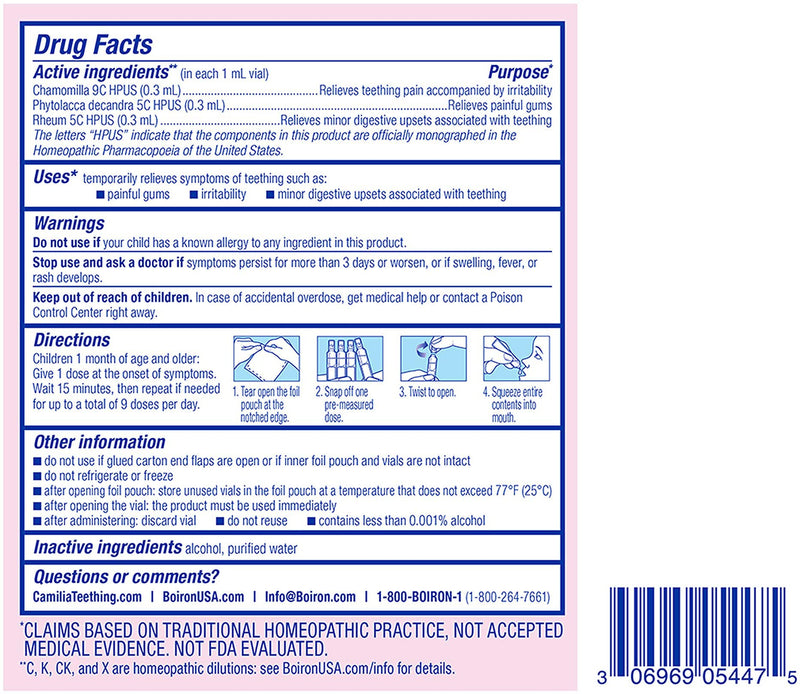Boiron Camilia Drops 40 Count (Pack of 2) – Day & Night Baby Relief