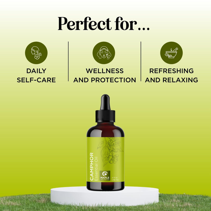 Pure Camphor Essential Oil 4 oz – 100% Pure for Aromatherapy & DIY