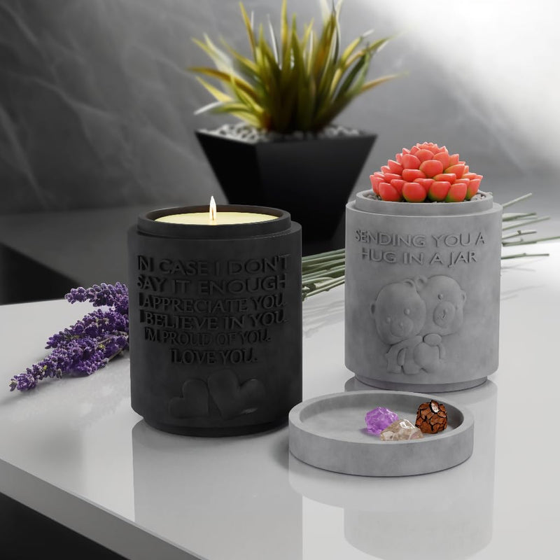 Candle Planter Hug in a Jar – Aromatherapy Soy Candle & Succulent Planter