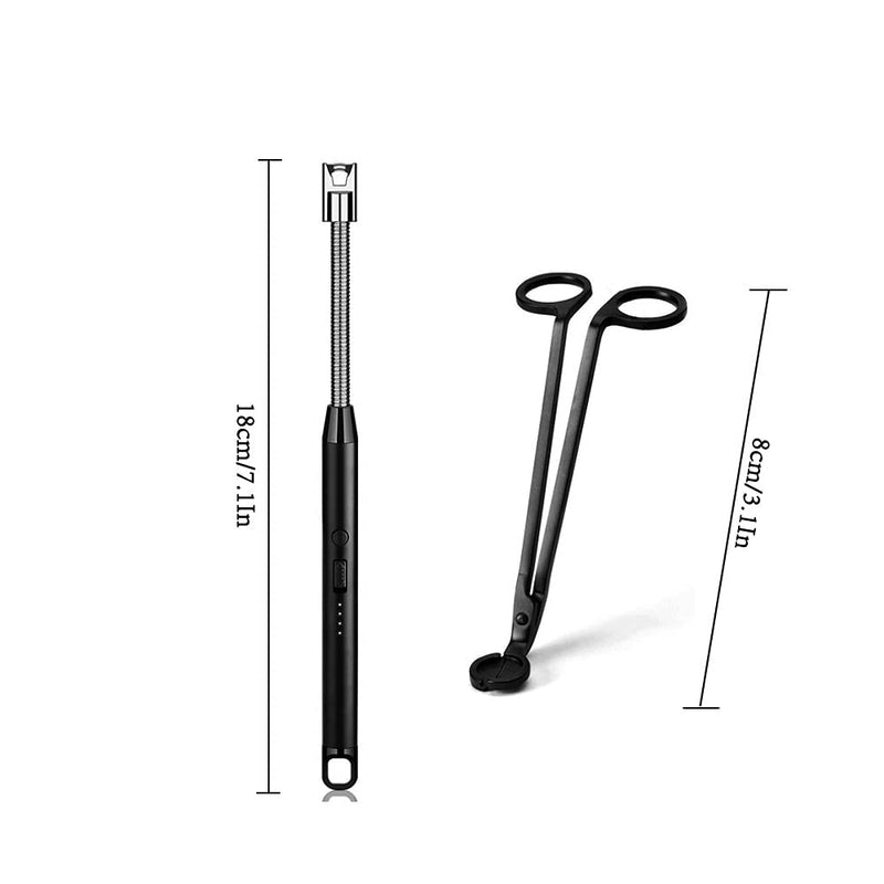 Vidisan Rechargeable Candle Lighter & Wick Trimmer – Candle Accessory Set (USB, Black)