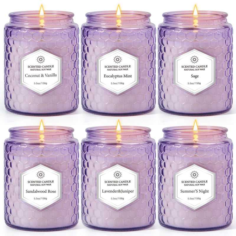 6 Pack Aromatherapy Candles Gift Set – Soy Wax, 240 Hours Total Burn Time