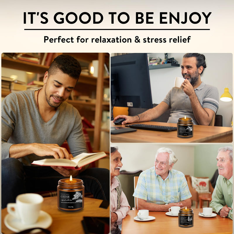 Candles for Men - 6 Pack Scented Soy Candles Set | Natural Aromatherapy Gift