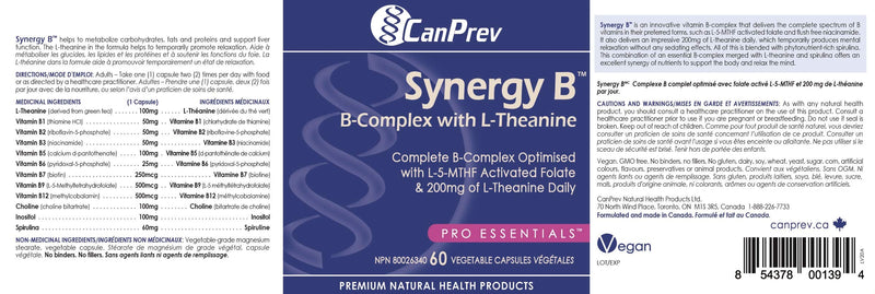 CanPrev Synergy B Complex with L-Theanine – 60 Capsules, 30-Day Supply