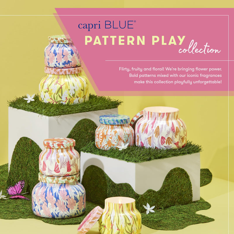 Capri Blue Pattern Play Glass Jar Candles – Havana Vanilla 8 oz, Long-Lasting Soy Wax