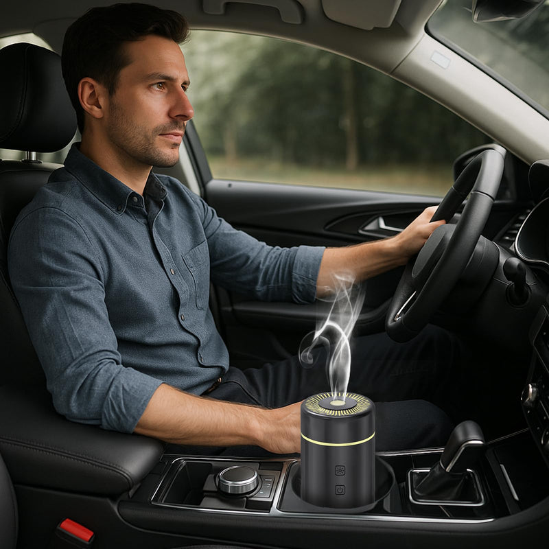 100ML Car Diffuser - Rechargeable Cordless Humidifier with 7 LED Colors (Black)