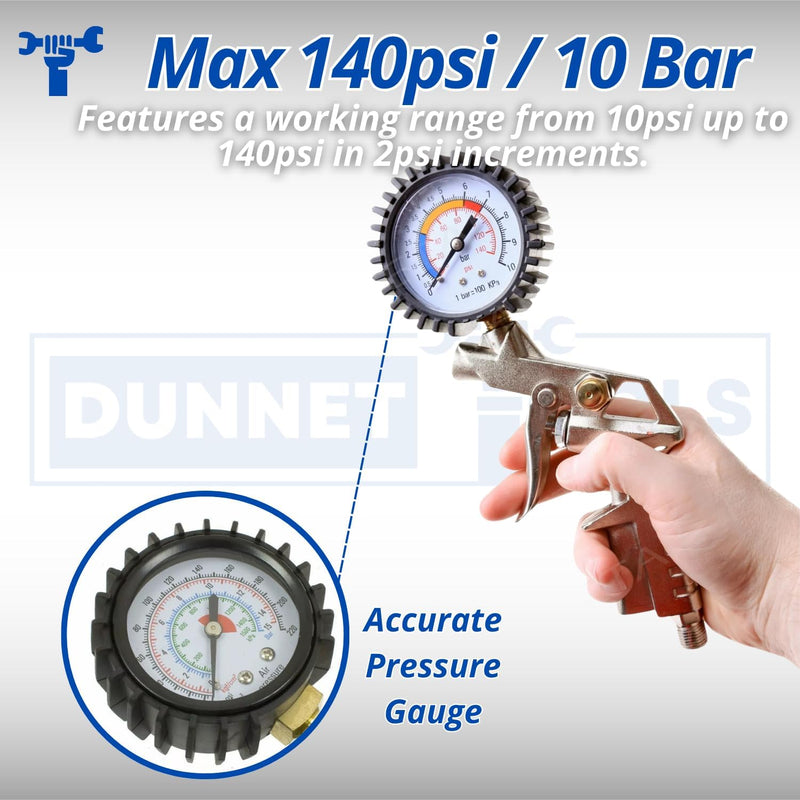 Tyre Inflator Pressure Gauge Heavy Duty Air Compressor