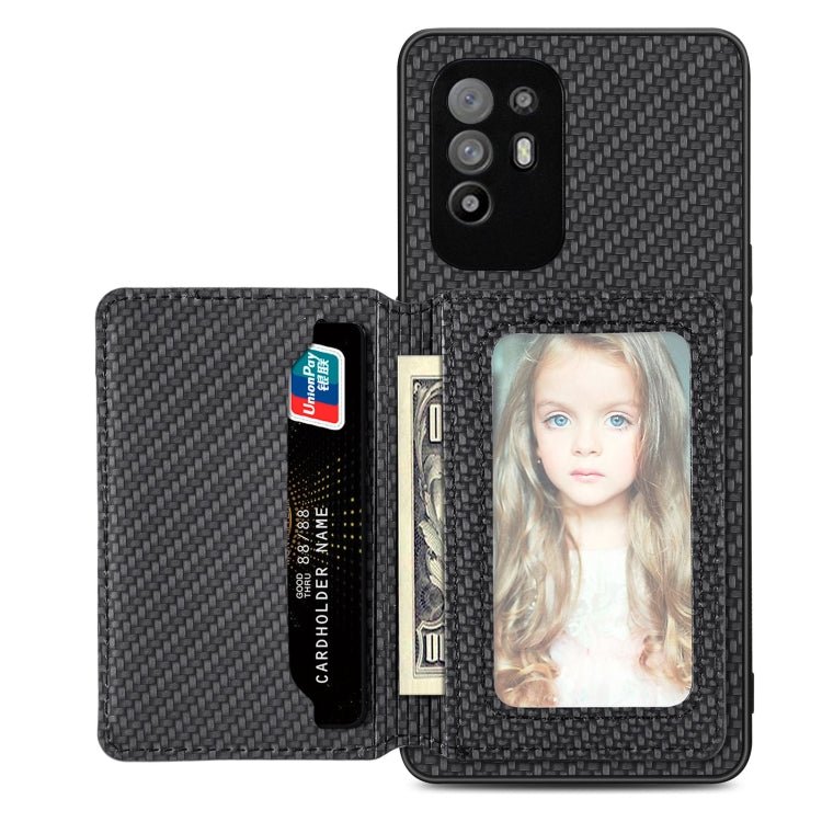 Carbon Fiber Magnetic Card Bag Phone Case, For OPPO A74 5G, For OPPO A78, For OPPO A94 5G, For OPPO Find X6 Pro - InStock