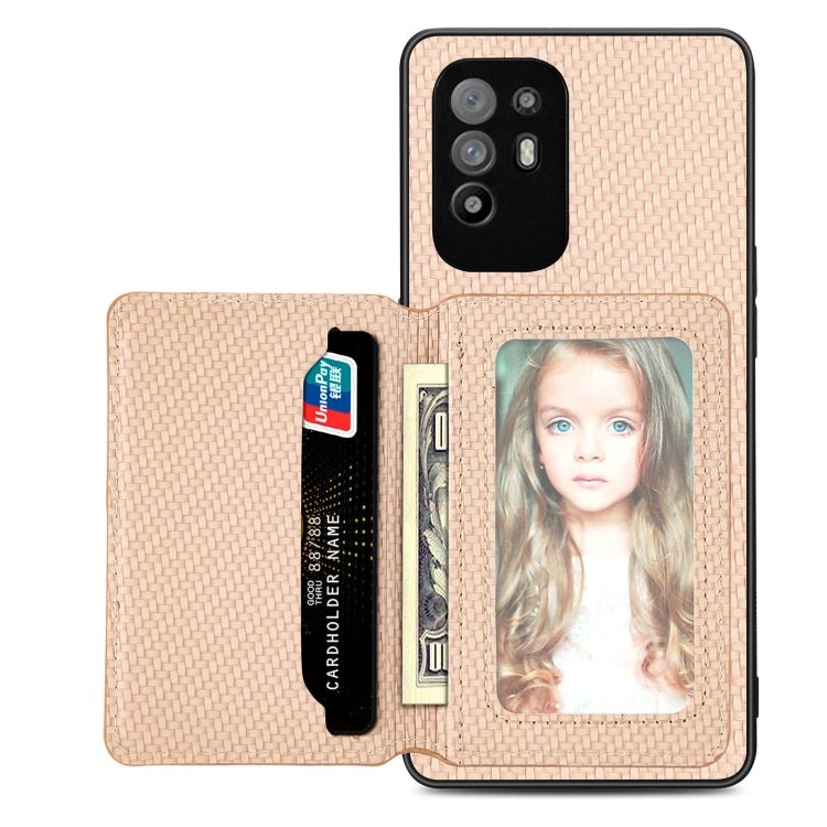 Carbon Fiber Magnetic Card Bag Phone Case, For OPPO A74 5G, For OPPO A78, For OPPO A94 5G, For OPPO Find X6 Pro - InStock