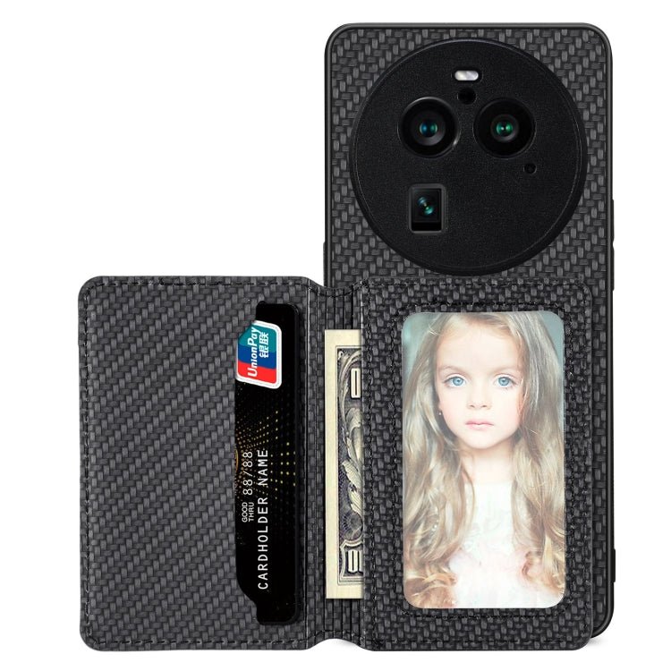 Carbon Fiber Magnetic Card Bag Phone Case, For OPPO A74 5G, For OPPO A78, For OPPO A94 5G, For OPPO Find X6 Pro - InStock