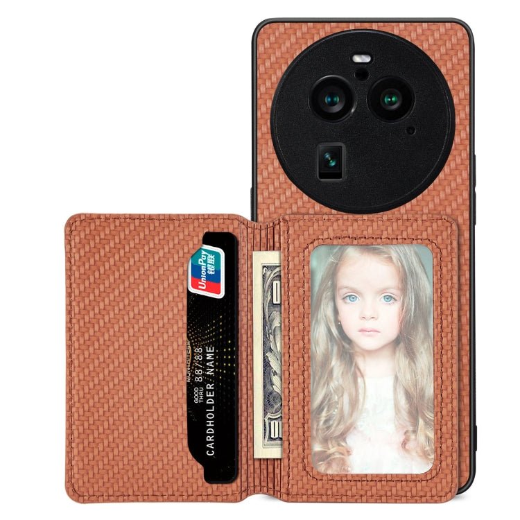 Carbon Fiber Magnetic Card Bag Phone Case, For OPPO A74 5G, For OPPO A78, For OPPO A94 5G, For OPPO Find X6 Pro - InStock