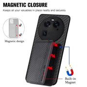 Carbon Fiber Magnetic Card Bag Phone Case, For OPPO Find X6, For OPPO Reno5 5G, For OPPO Reno7 5G, For OPPO Reno8 T 4G - InStock