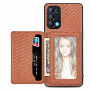 Carbon Fiber Magnetic Card Bag Phone Case, For OPPO Find X6, For OPPO Reno5 5G, For OPPO Reno7 5G, For OPPO Reno8 T 4G - InStock