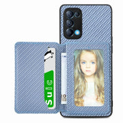 Carbon Fiber Magnetic Card Bag Phone Case, For OPPO Find X6, For OPPO Reno5 5G, For OPPO Reno7 5G, For OPPO Reno8 T 4G - InStock