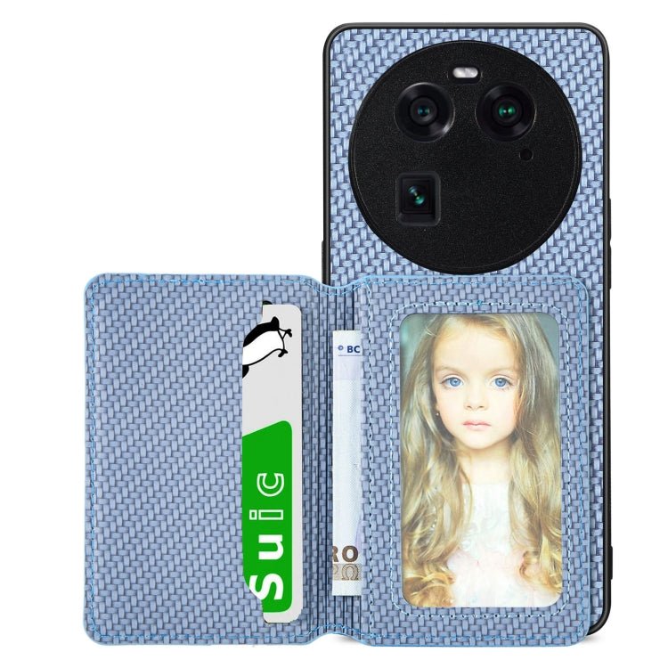 Carbon Fiber Magnetic Card Bag Phone Case, For OPPO Find X6, For OPPO Reno5 5G, For OPPO Reno7 5G, For OPPO Reno8 T 4G - InStock